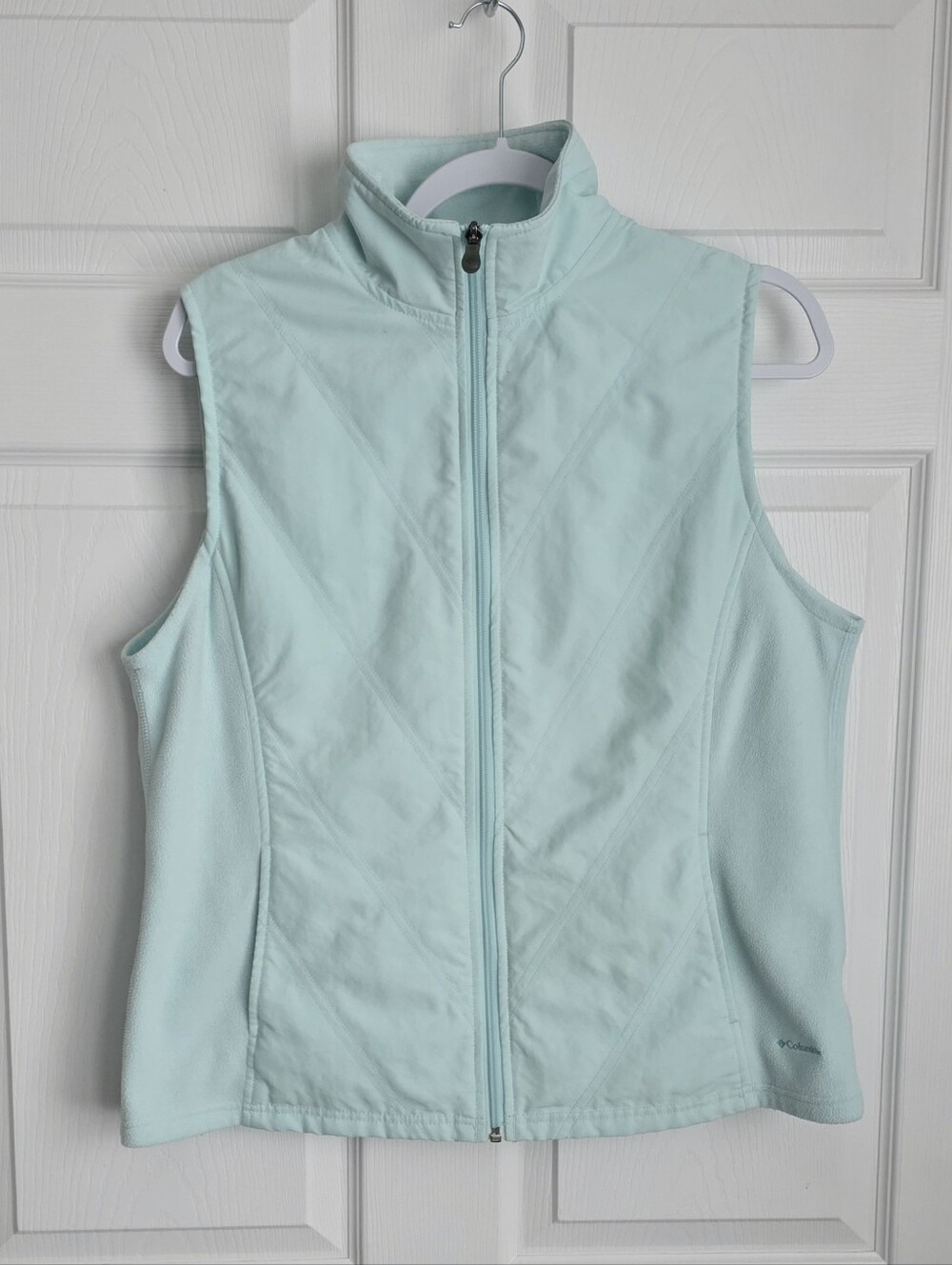 Columbia Mix It Around Quilted Full Zip Fleece Panel Vest Aqua Women's L